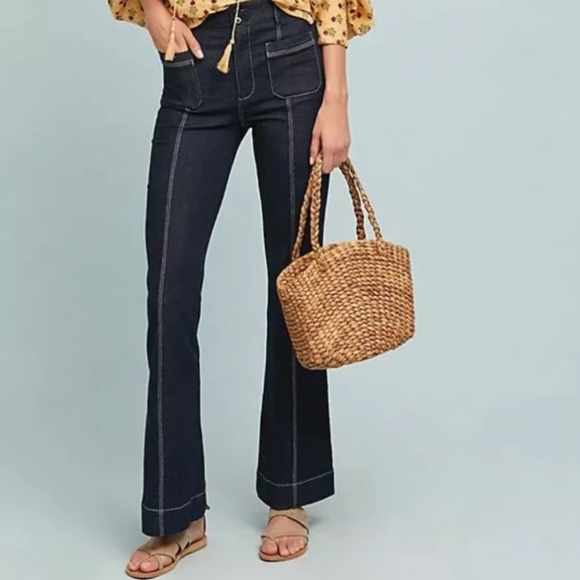 Anthropologie x Pilcro & The Letterpress Bell Bottom Jeans High Rise Flare Sz 25 - Picture 3 of 16